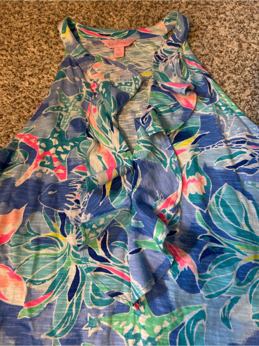 Lilly Pulitzer Blue Multicolor Tropical Print Sleeveless Shift Dress NEVER WORN - Picture 2 of 3